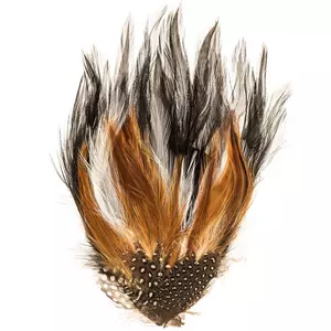 Brown and Black Feathers with White Tips, 5-6 inches, 2 per bag - #4-6