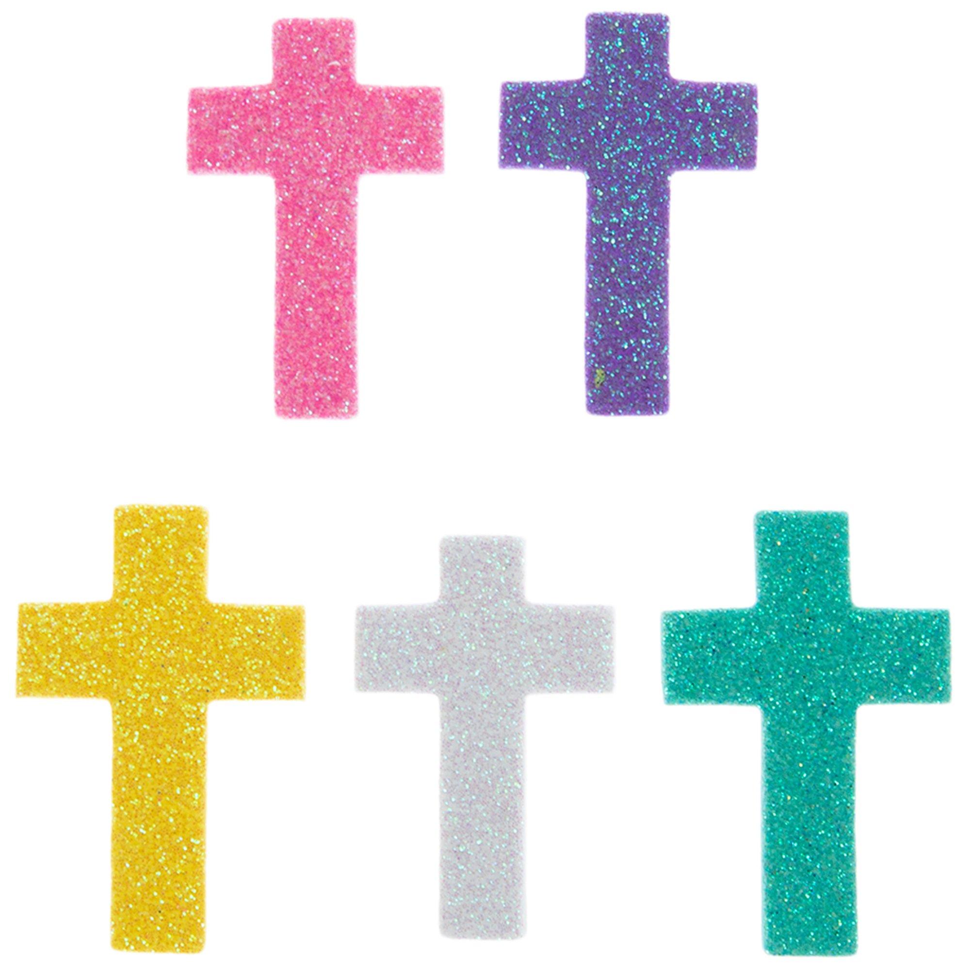 Pastel Glitter Cross Foam Stickers, Hobby Lobby