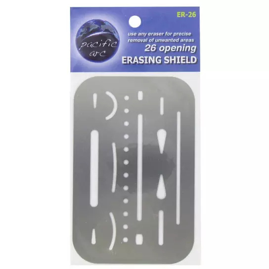 Pacific Arc - Professional Erasing Shield Solid Stainless Steel with 26  Openings