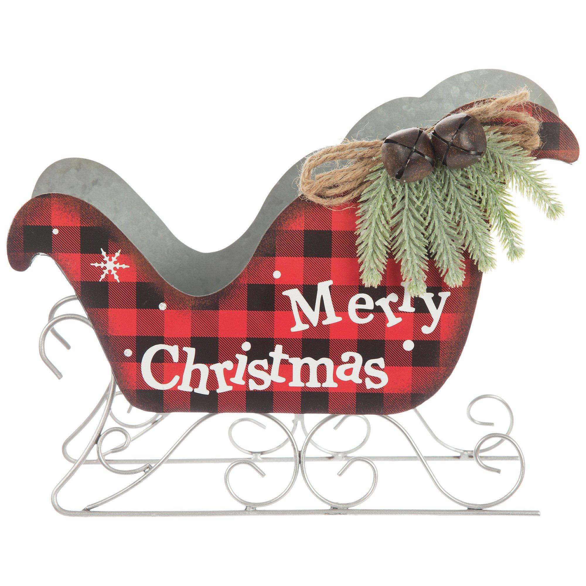 Merry Christmas Plaid Metal Sleigh Hobby Lobby 5731971