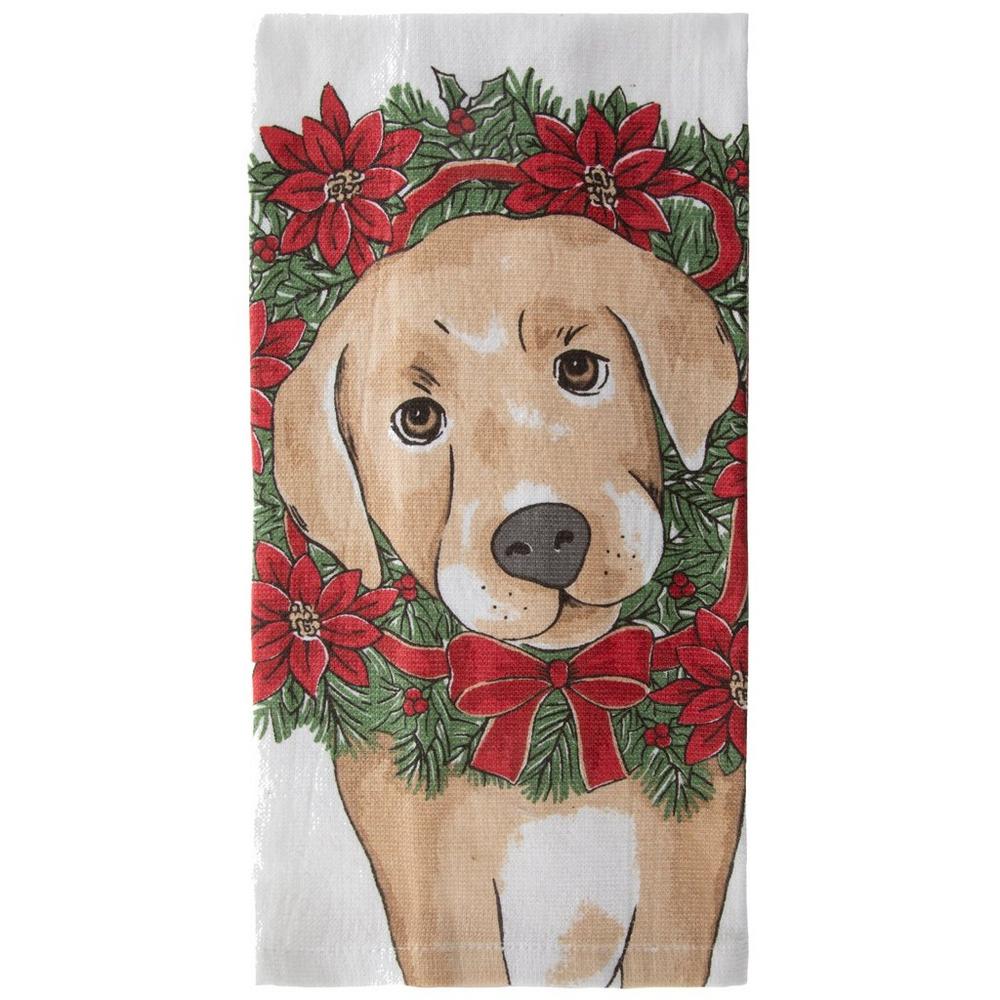 Seliem Christmas Dog Print Dish Towels – Set Of 2 Fun Holiday Kitchen Towels, 18x26 Inch, Cute Farmhouse Decor With Puppy & Tree Design