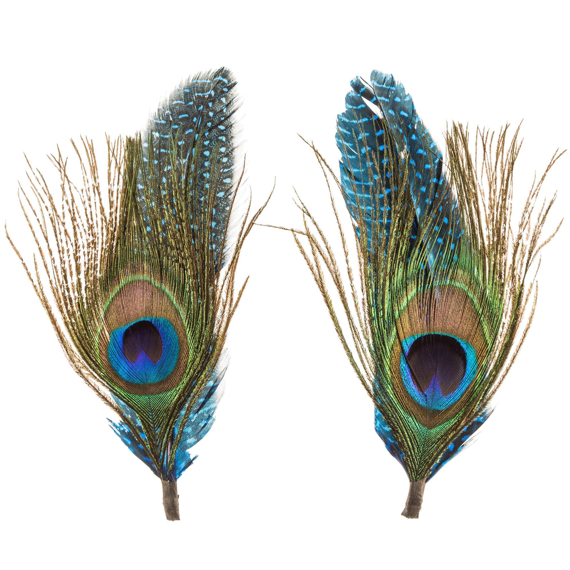 Natural Peacock &amp; Guinea Feather Pick With Loop