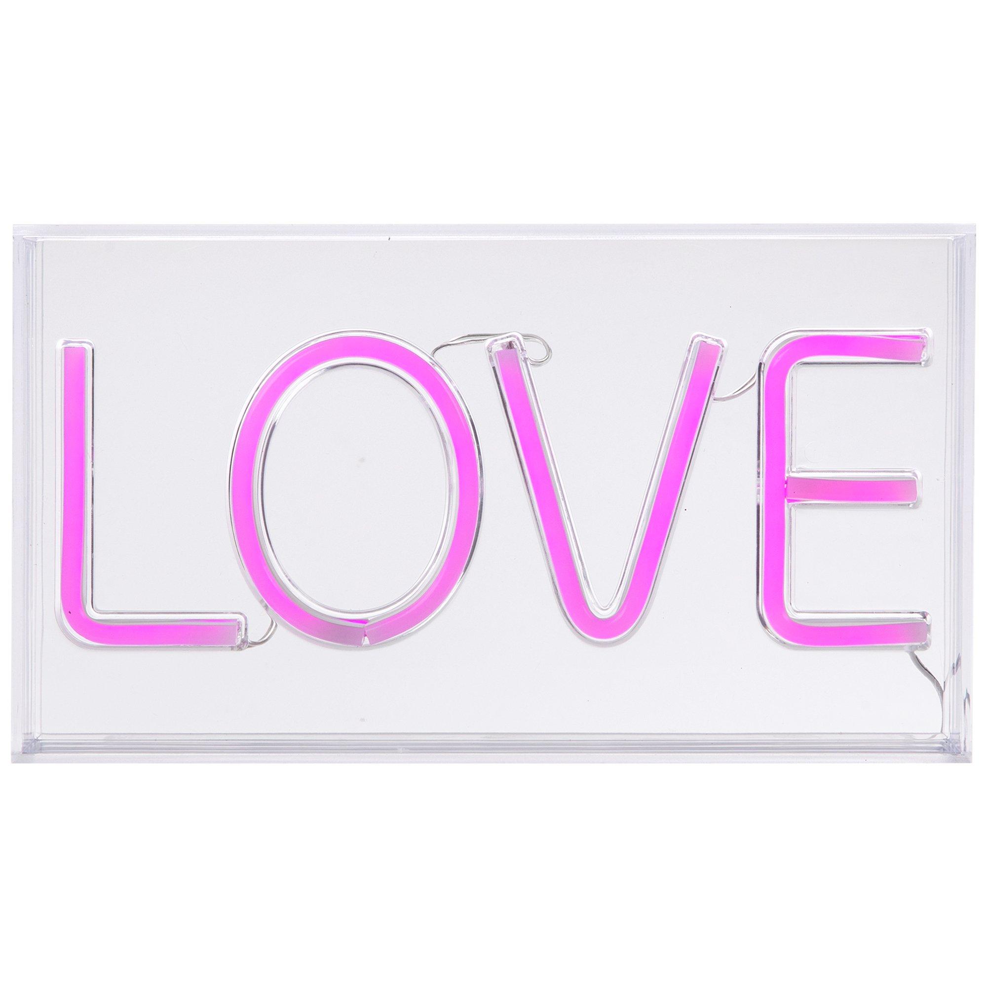 Glow LED Love Acrylic Neon Style Light Box in Pink