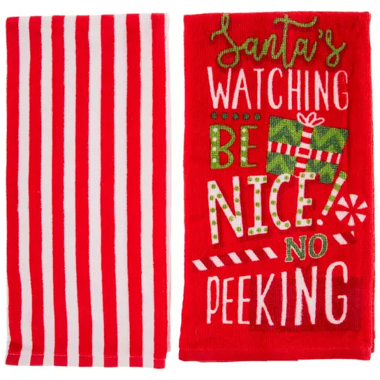 Santa's Watching Kitchen Towels, Hobby Lobby