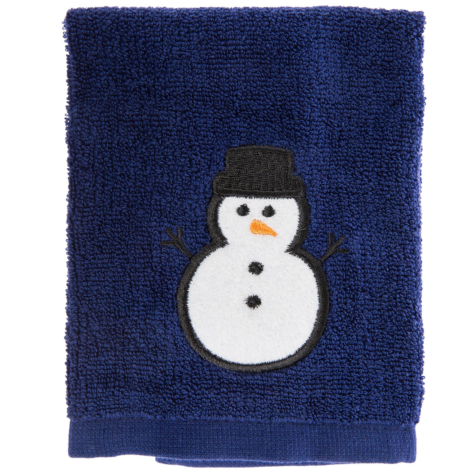 Embroidered Kitchen Bar Mop Hand Towel and Dish Cloth SNOWMAN Face H1550