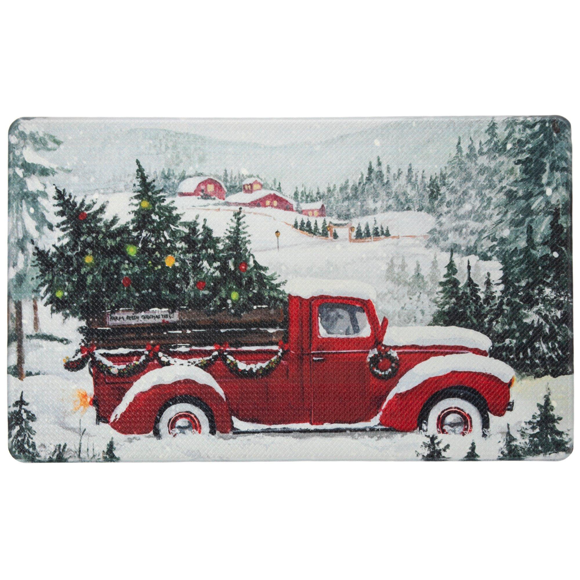 Snowy Red Truck Kitchen Mat | Hobby Lobby | 5752761