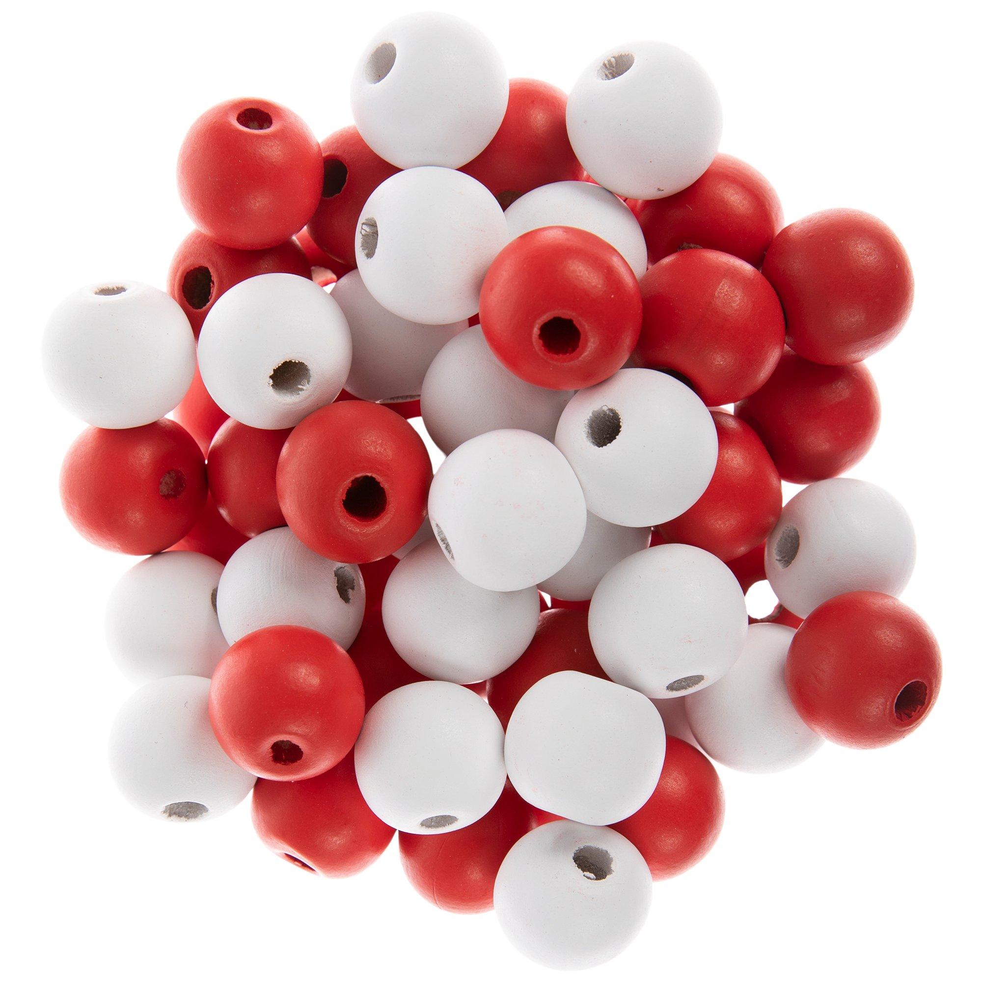 Round Bead String Set (50 red, 50 white)