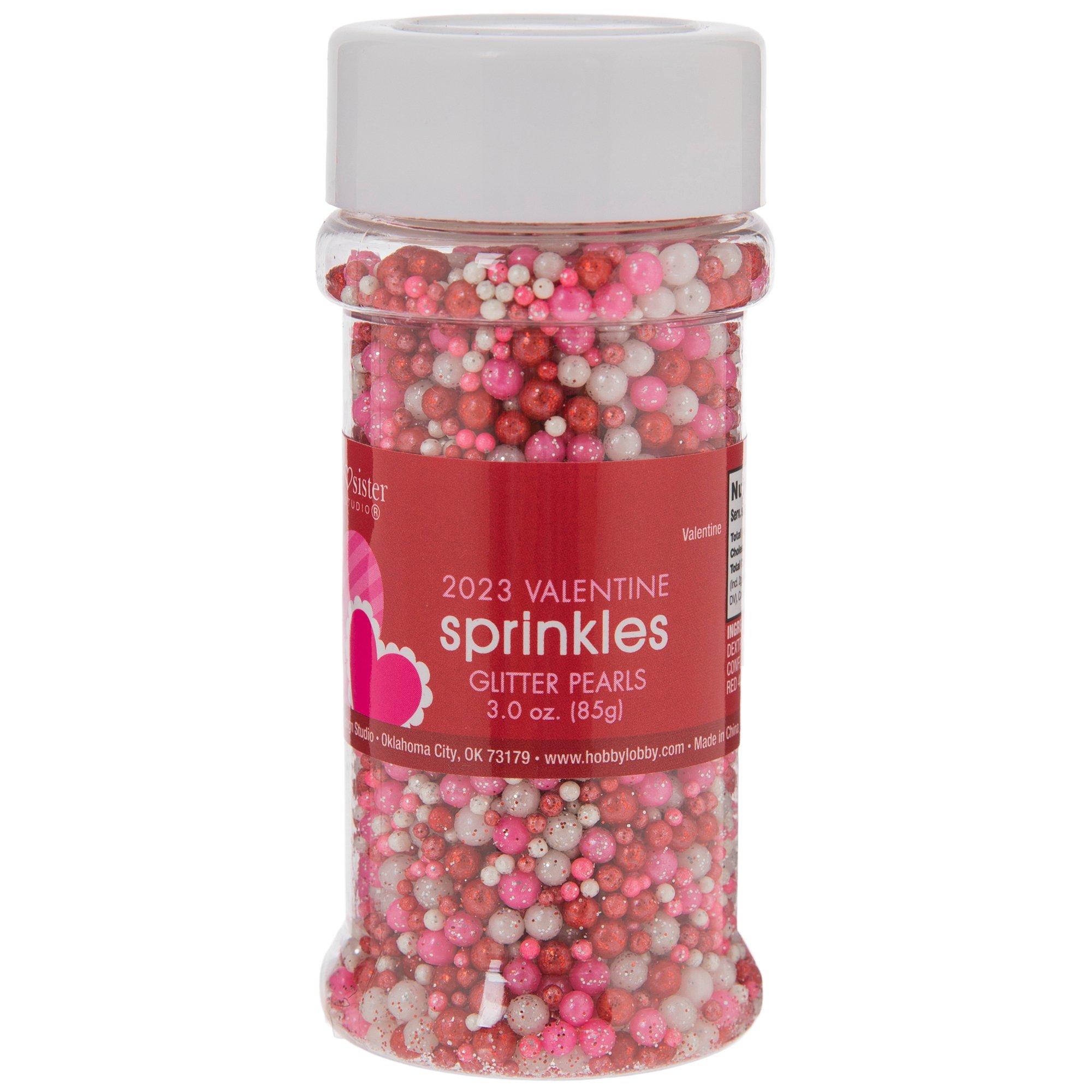 Red, Pink & White Glitter Pearl Sprinkles, Hobby Lobby