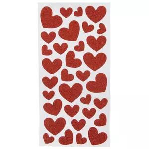 Valentine's Day Glitter Hearts Foam Stickers, 130ct