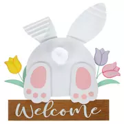 Welcome Bunny Tail Wood Wall Decor