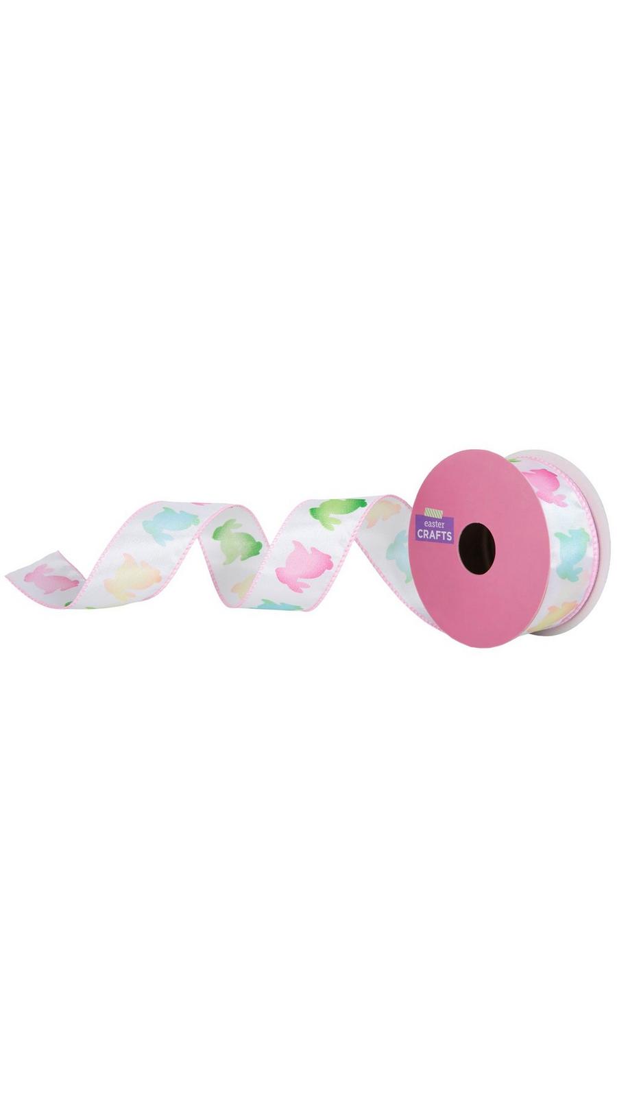 Pastel Bunny Wired Edge Satin Ribbon - 1 1/2