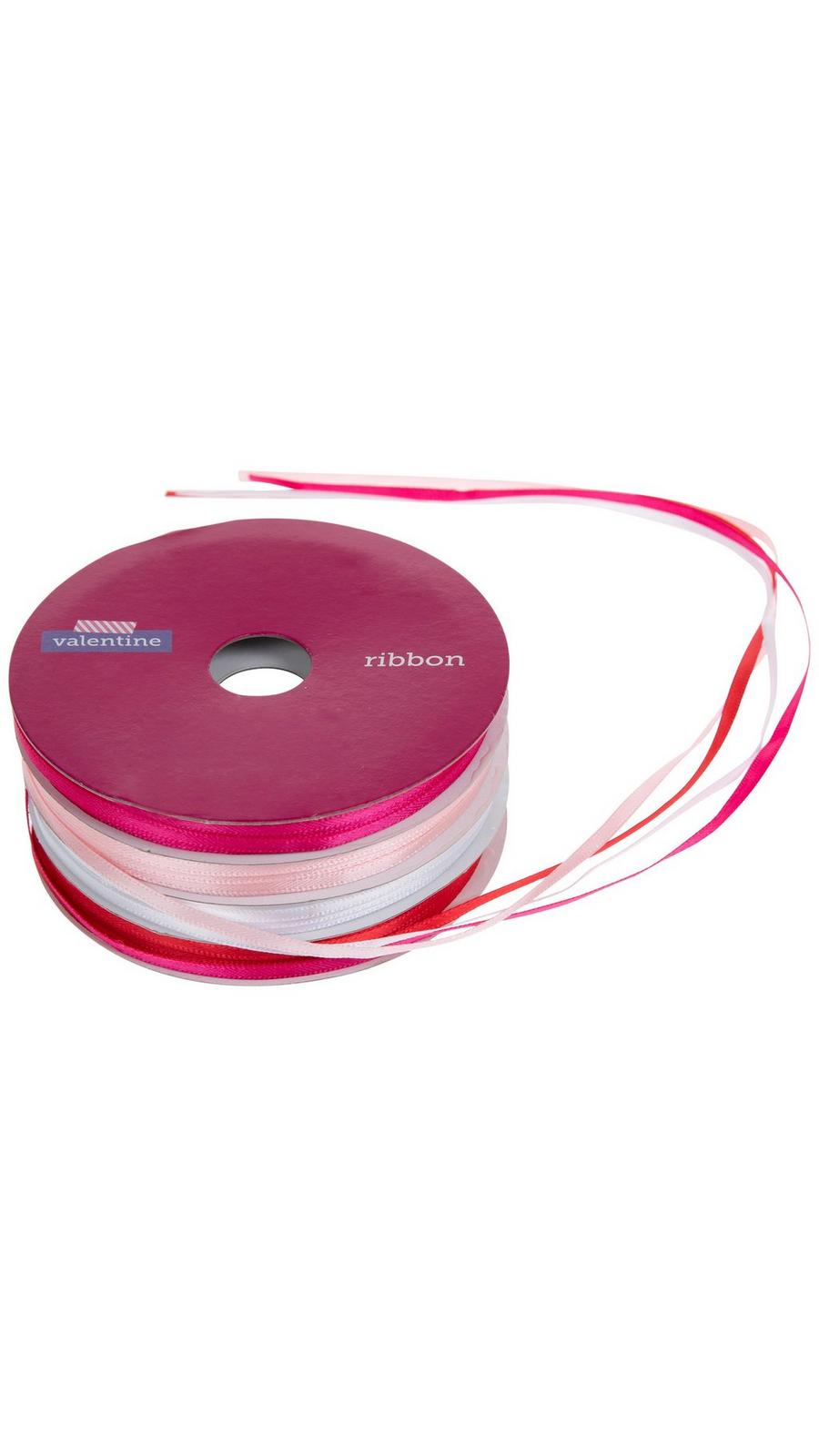 Red, White & Pink Satin Ribbons - 1/8