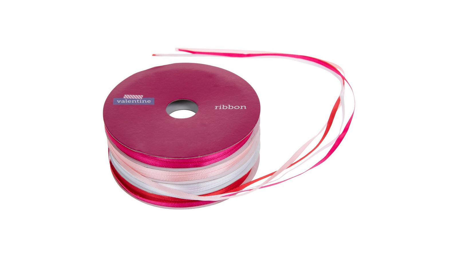 Red, White & Pink Satin Ribbons - 1/8