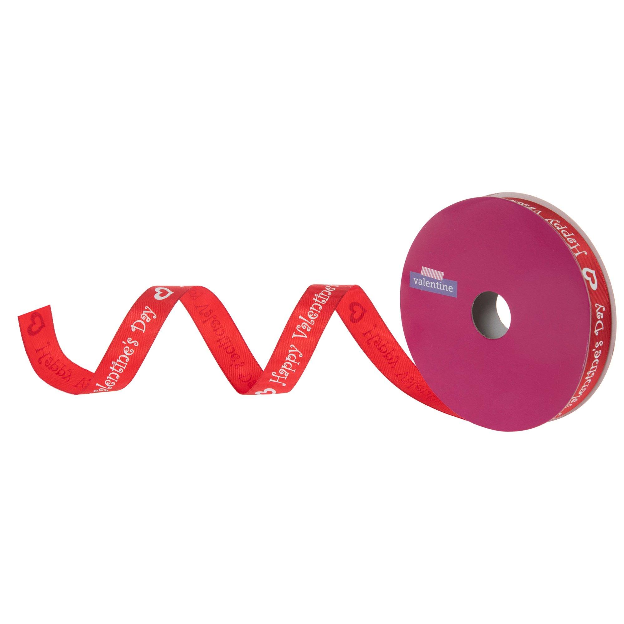 Red & Pink Hearts Single-Face Satin Ribbon - 7/8