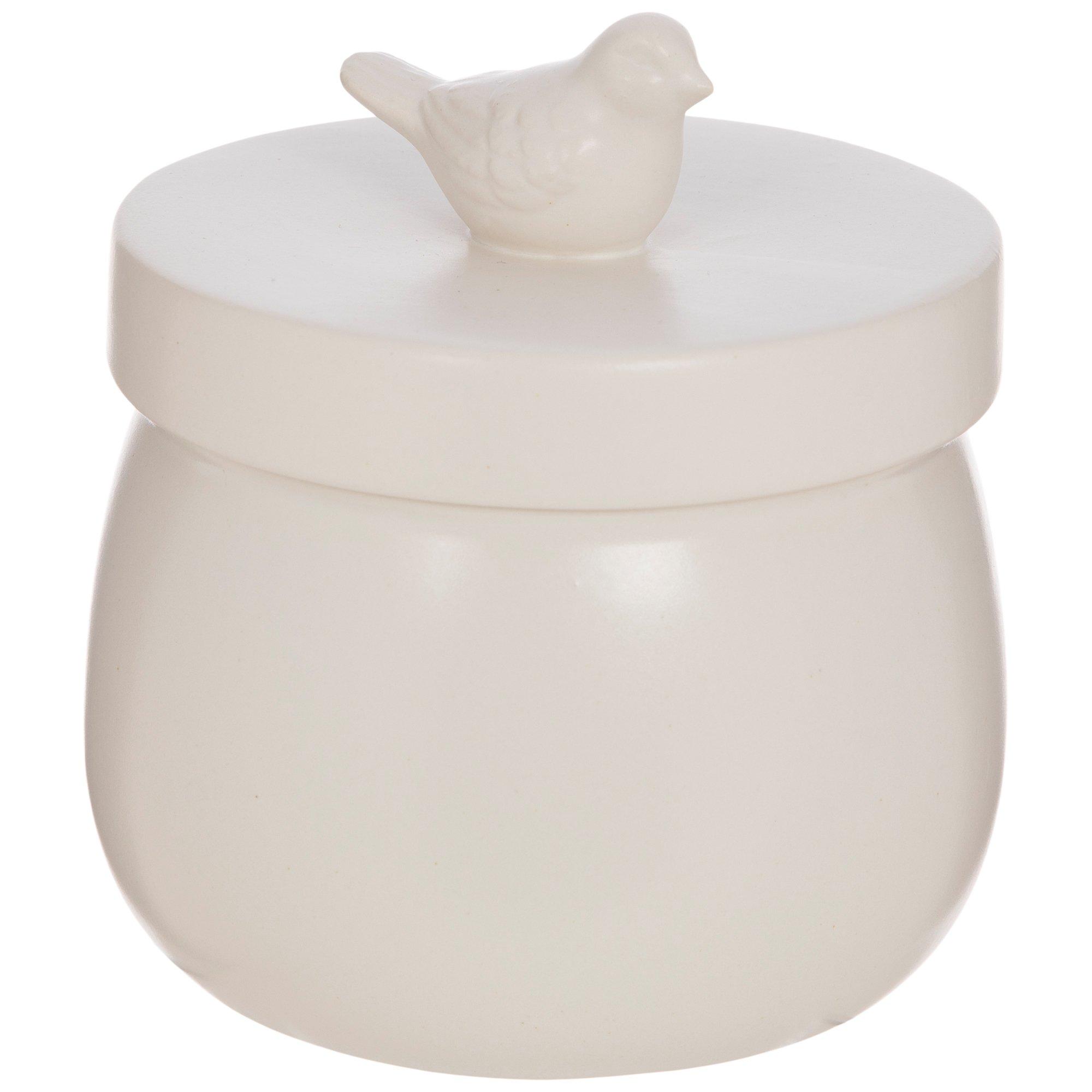 White & Brown Ridged Canister With Scoop, Hobby Lobby