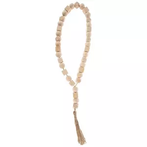 Wood Beads with Heart Tassel