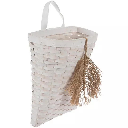 White Tasseled Wood Basket, Hobby Lobby