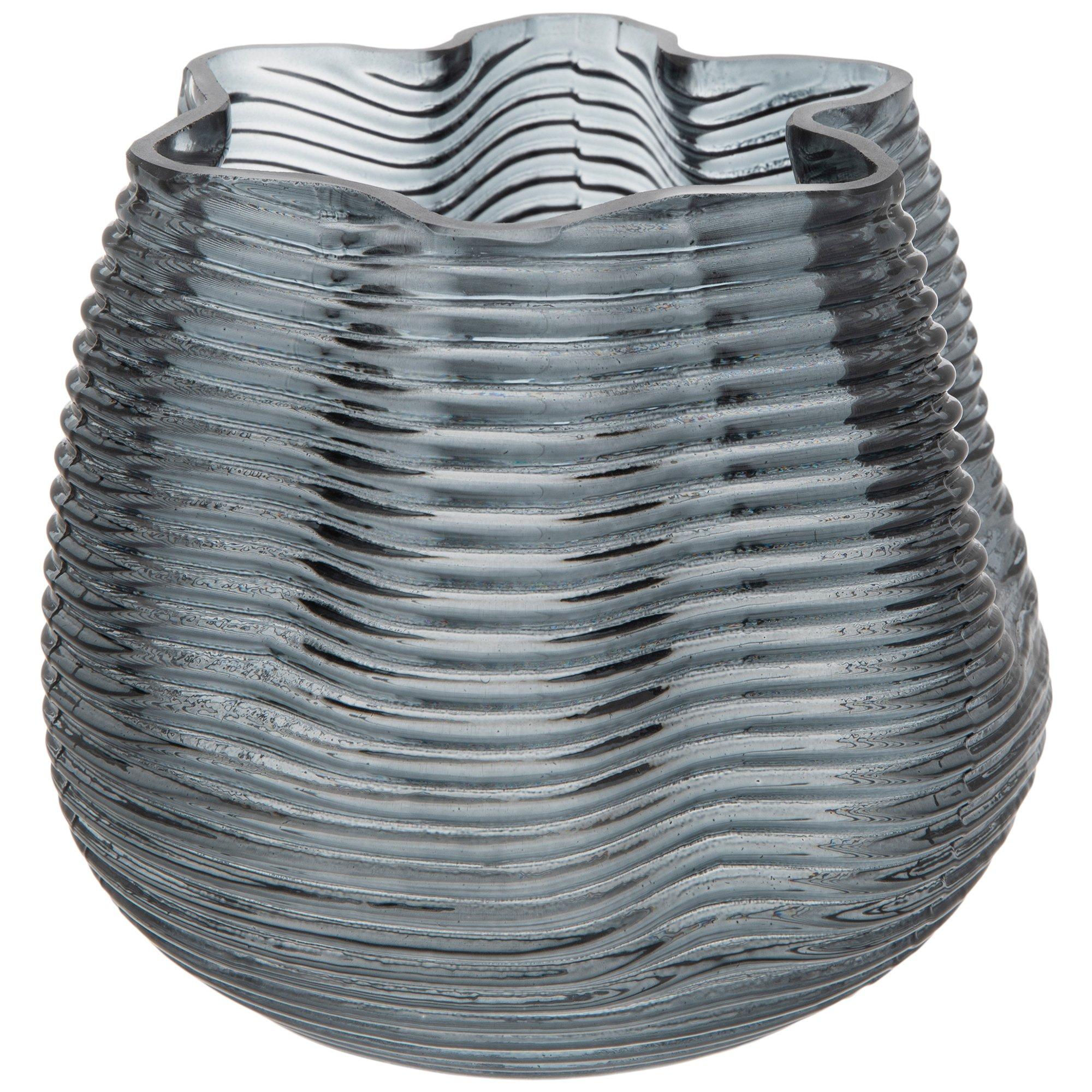 Gray Ridged Wavy Glass Vase Hobby Lobby 5787064