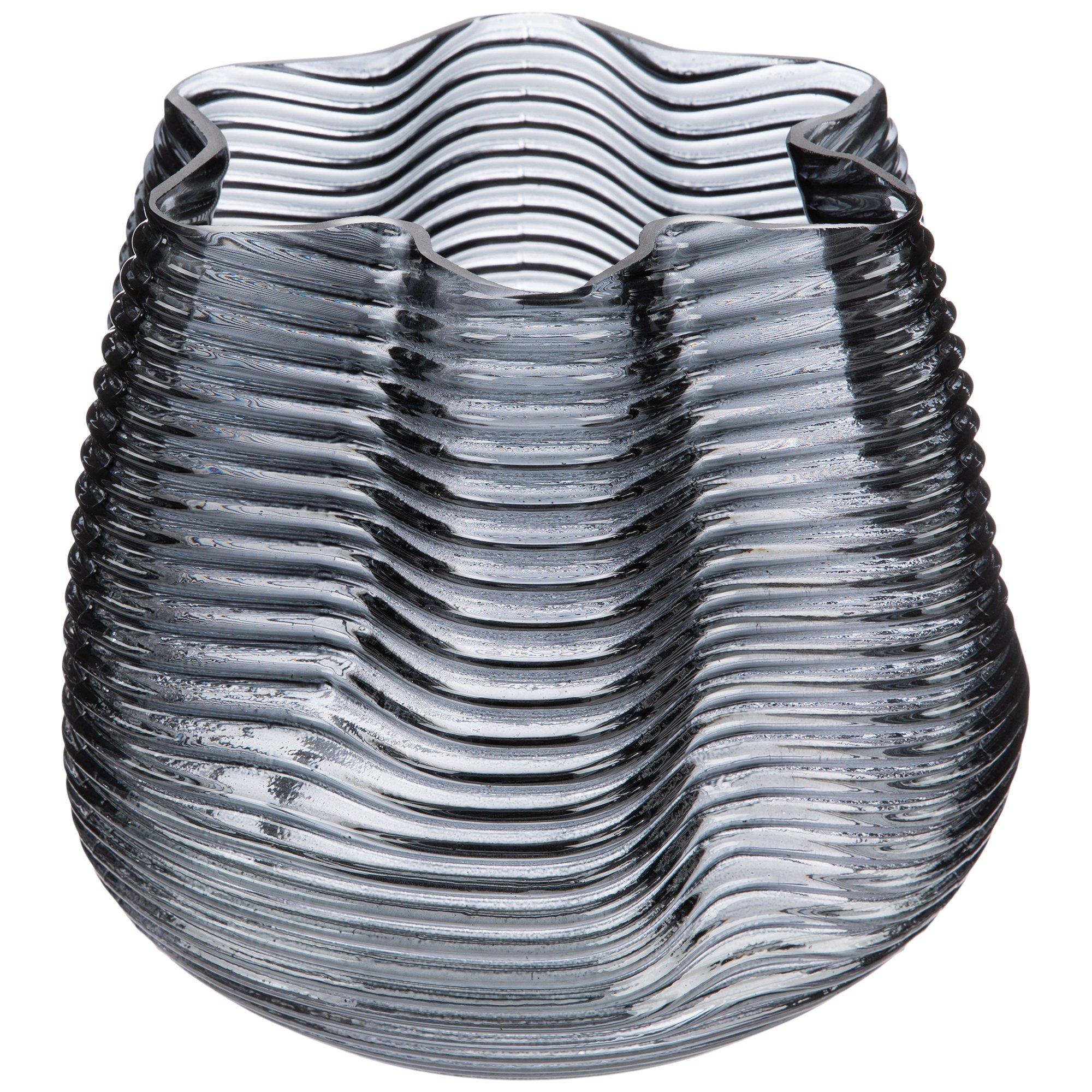 Gray Ridged Wavy Glass Vase Hobby Lobby 5787072