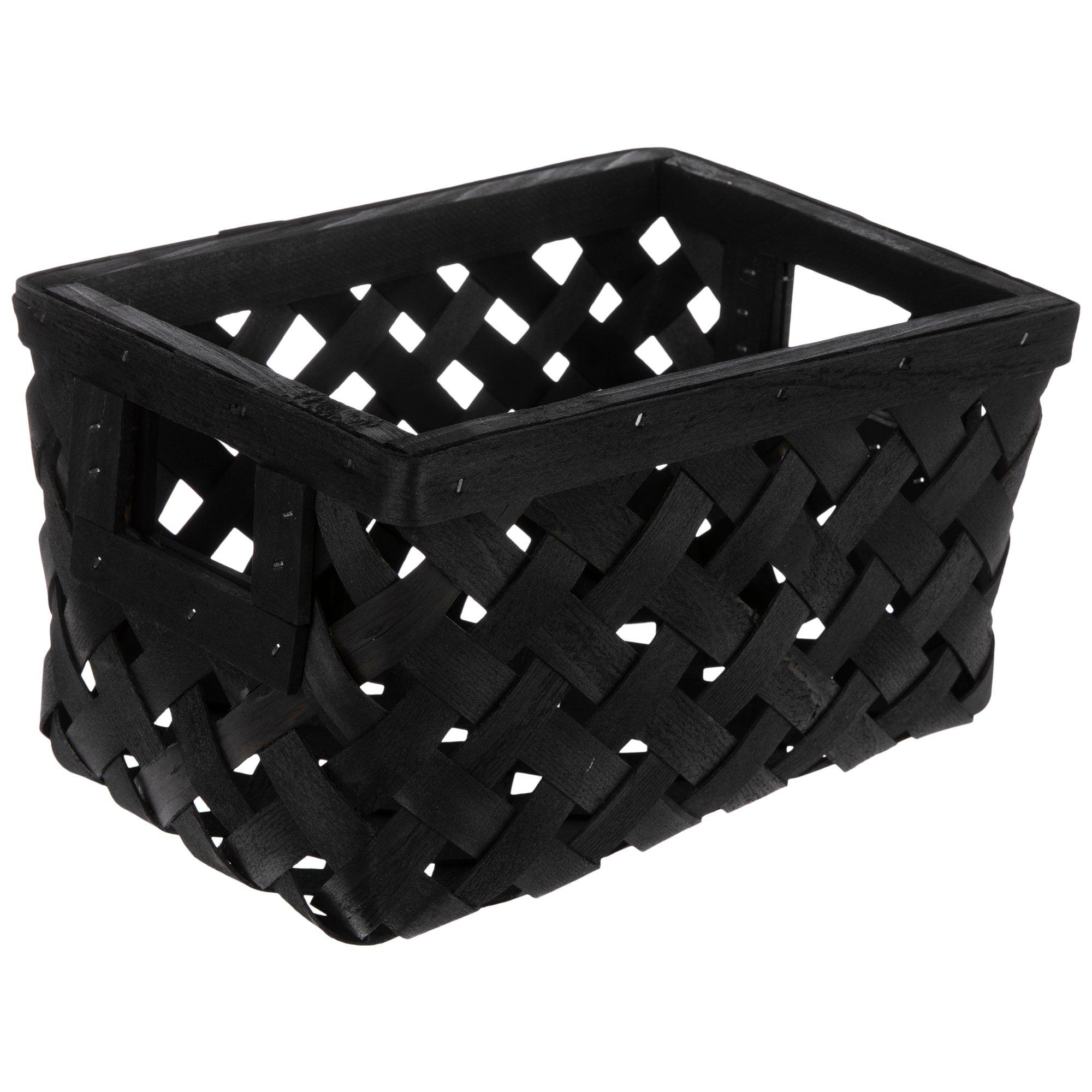 Vintiquewise Black Plastic Wicker Shelf Basket Organizer QI003679