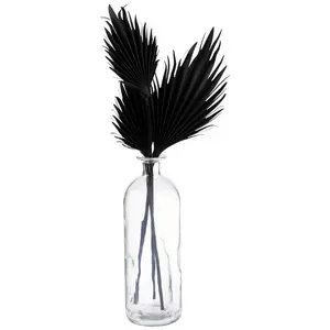 Black Paper Palm Stems In Glass Vase