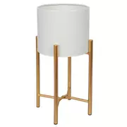 White & Gold Metal Plant Stand