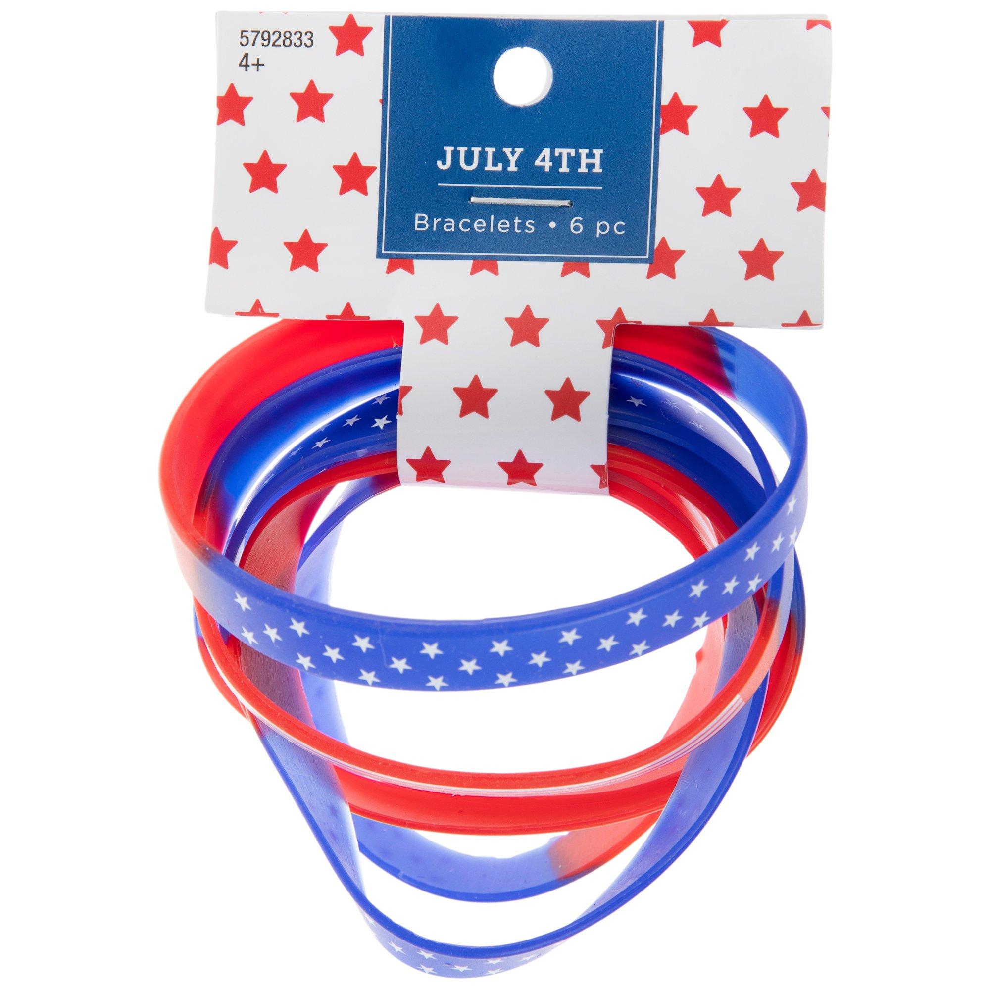 Lot De 12 Bracelets En Silicone USA - Drapeau Américain & Fine Ligne Rouge - Soutien-gorge élastiques - Neufs