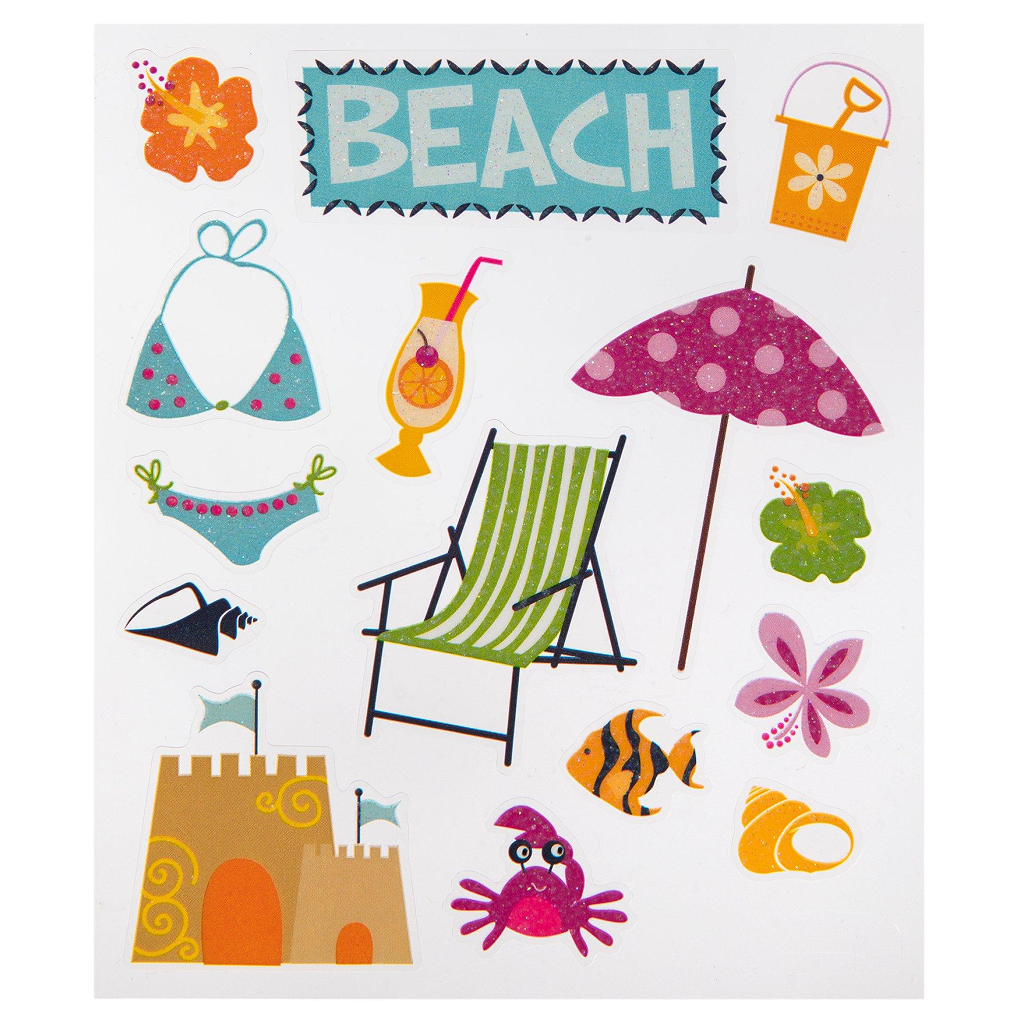 The paper studio stick a bilities Beach Glitter stickers 30pc