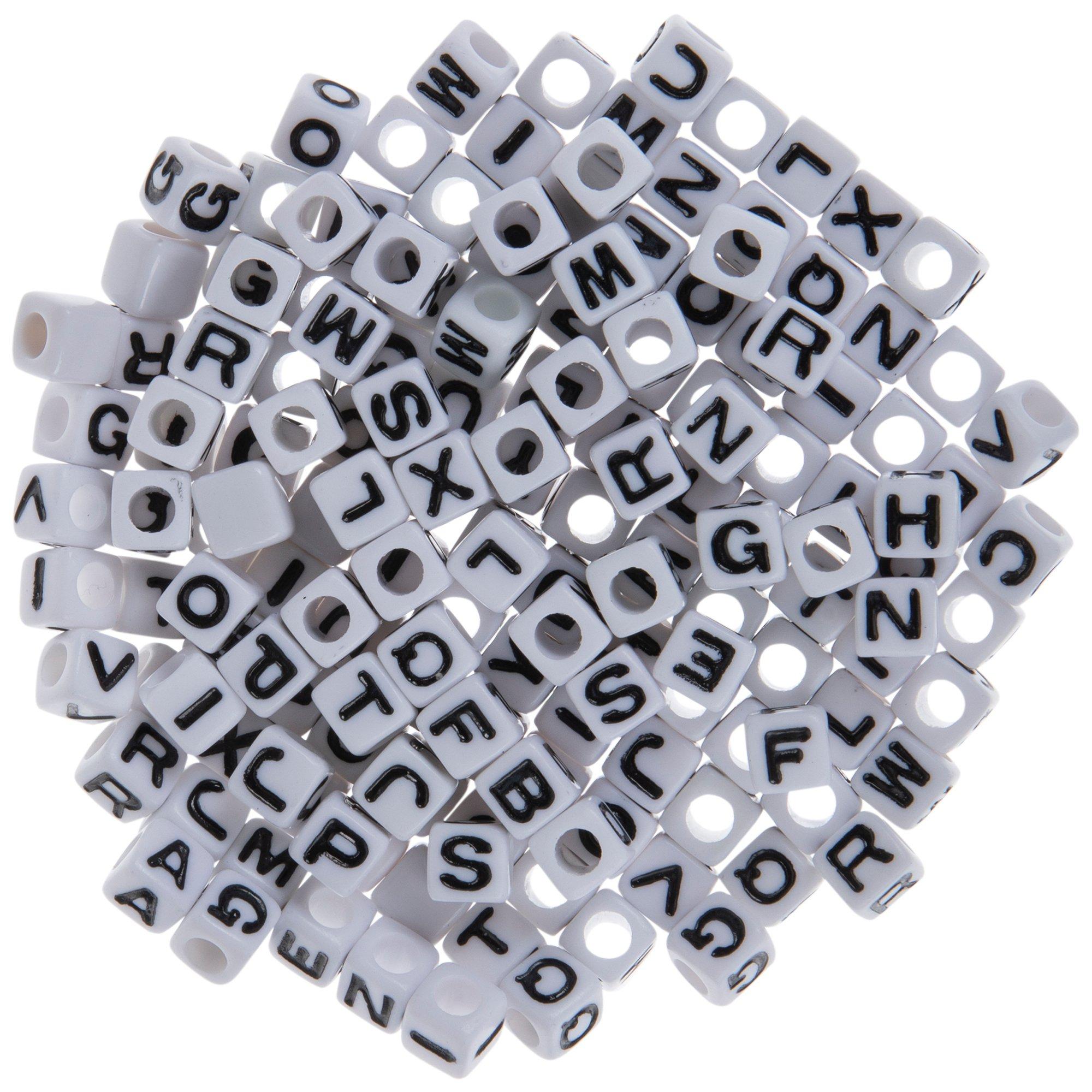 The Beadery Alphabet Beads 10mm Black With White Lettering - Bead & Powwow  Supply