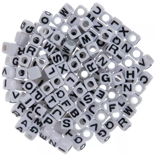 Set of white and black alphabet beads