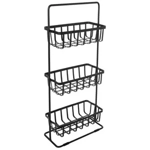 Black 3-Tiered Metal Basket Shelf