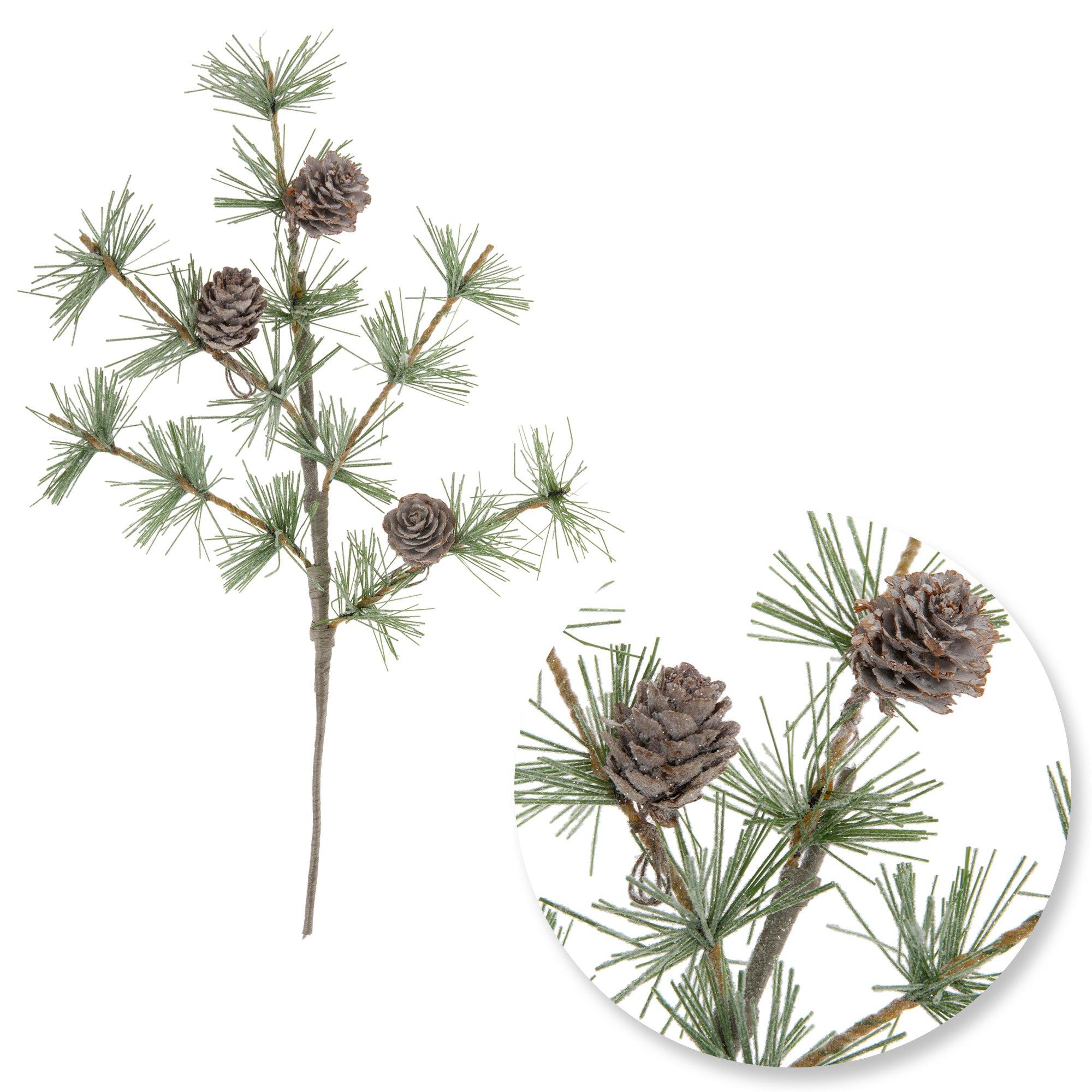 Iced Pine Needle & Pinecone Branch Pick view 1