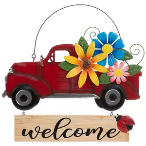 Welcome Floral Truck Metal Wall Decor