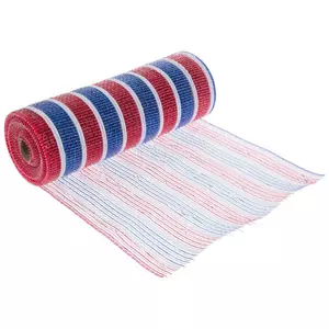 Red, White & Blue Striped Deco Mesh - 10"