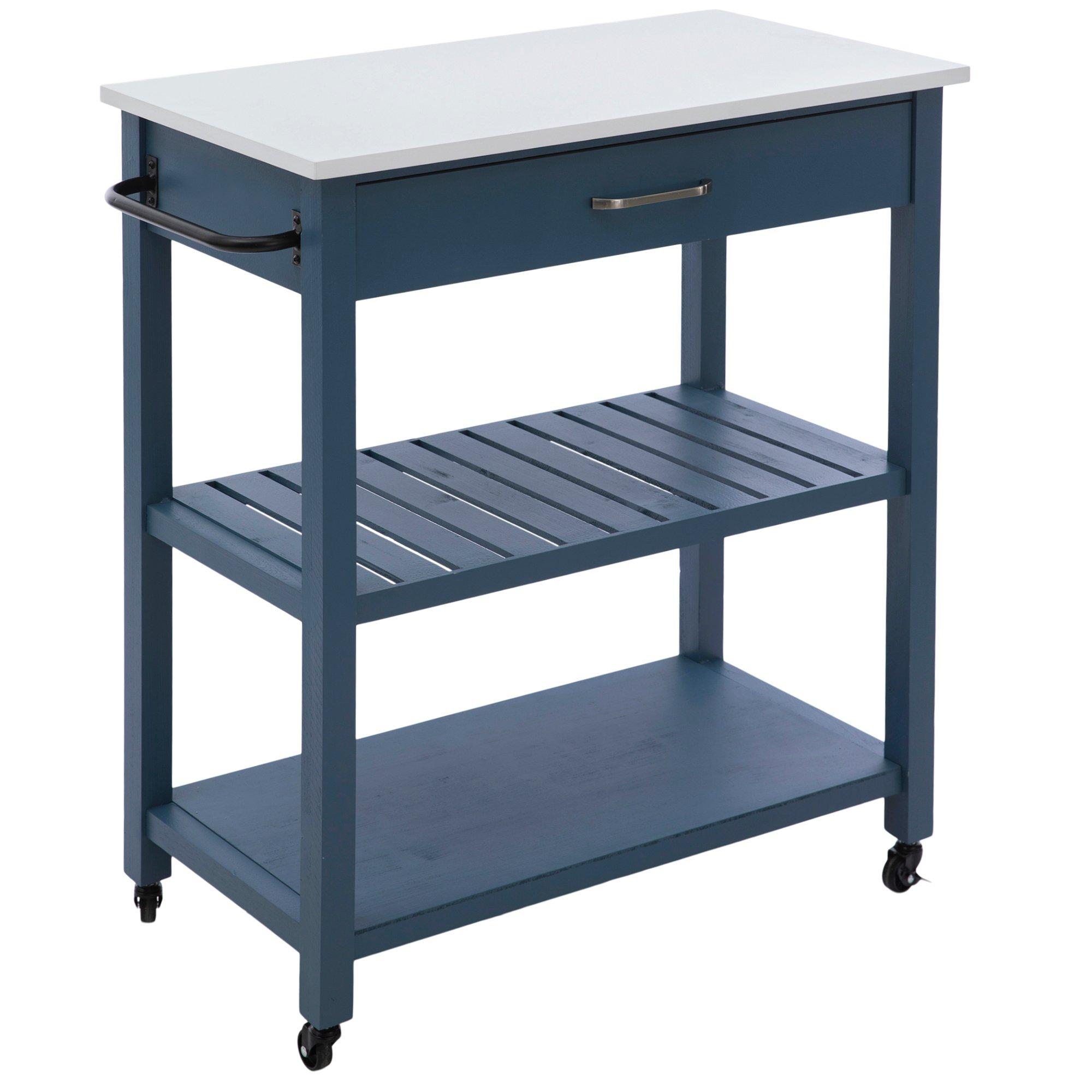 Blue & White ThreeTiered Wood Rolling Cart Hobby Lobby 5825013