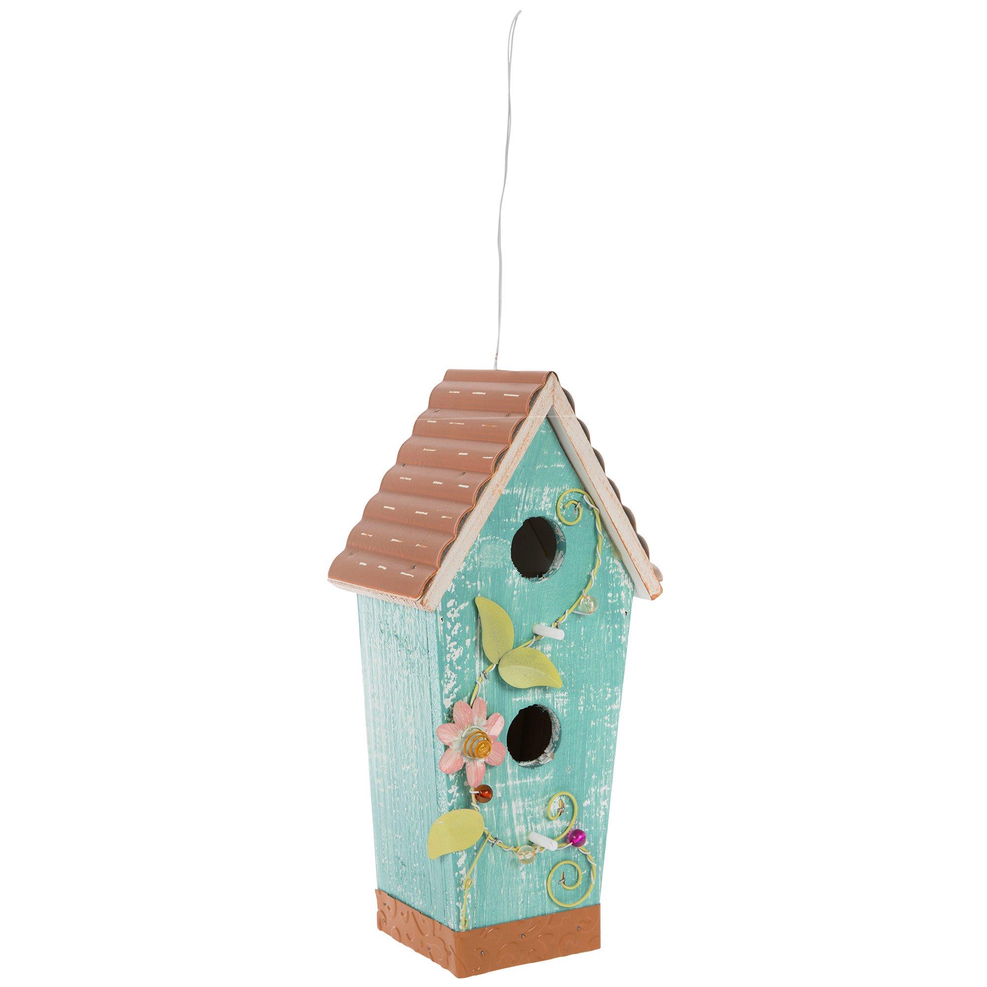 Blue & Terracotta Floral Wood Birdhouse Hobby Lobby 5825393
