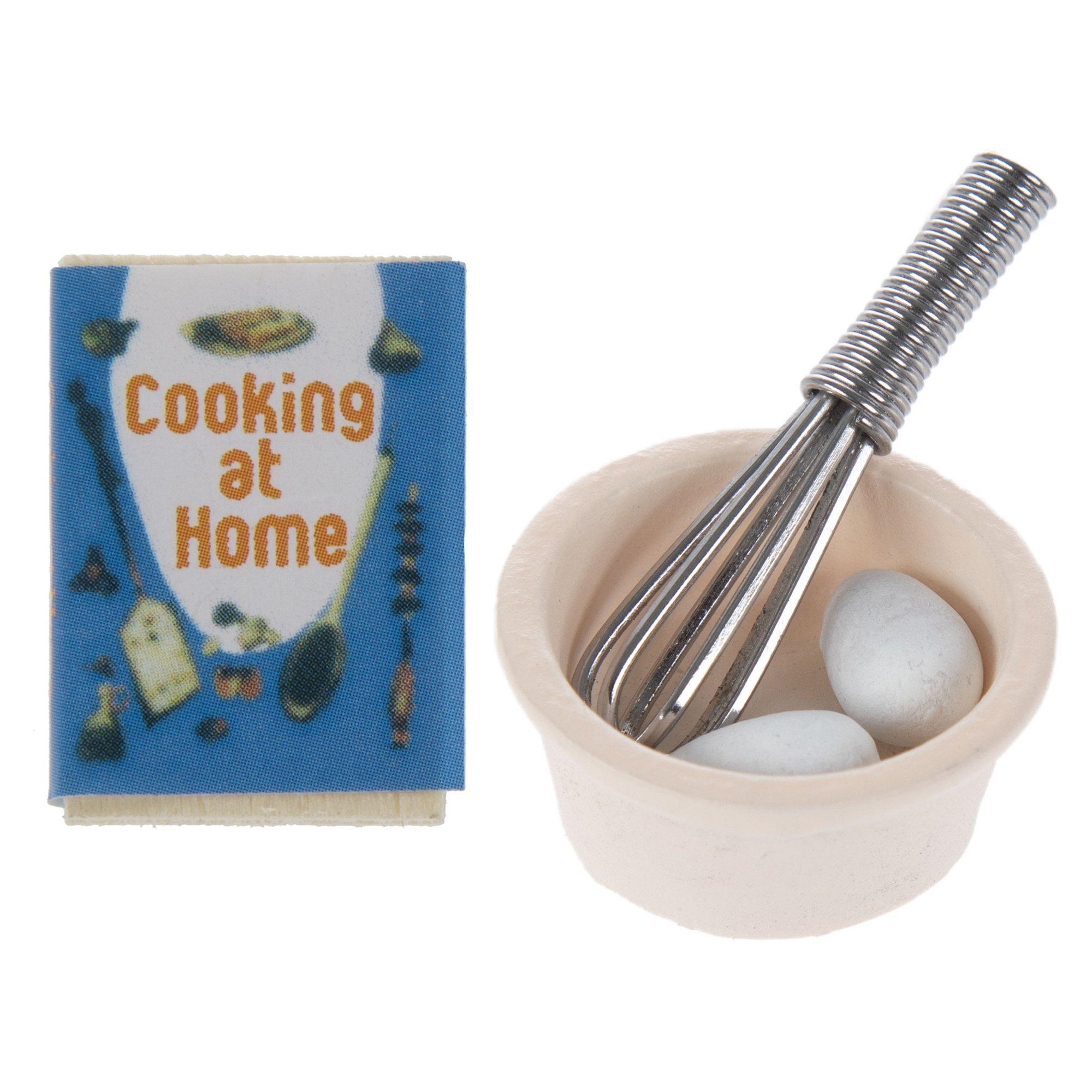Odoria 1/12 Miniature Kitchen Utensils - Dollhouse Accessories With Whisk & Mixing Bowl