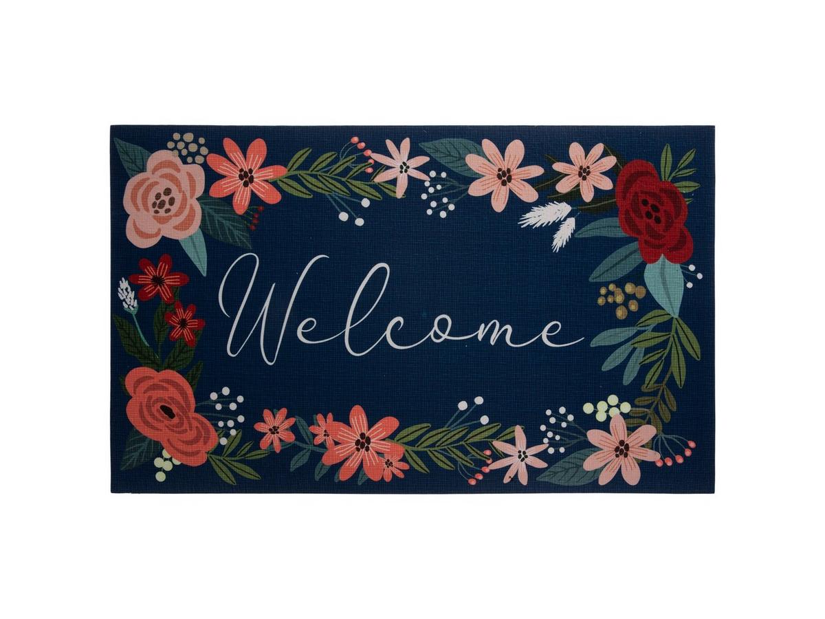 Navy Welcome Floral Doormat | Hobby Lobby | 5841689