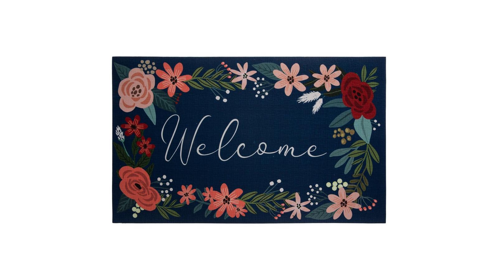 Navy Welcome Floral Doormat | Hobby Lobby | 5841689