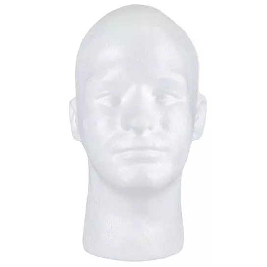 Male Styrofoam Foam Mannequin Wig Head 11 (1 Count)