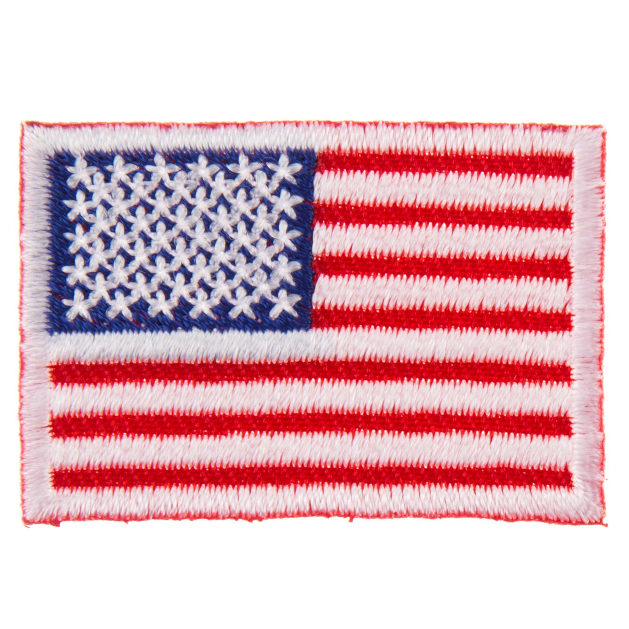 Small American Flag - Gold Border - Iron on Applique/Embroidered Patch 