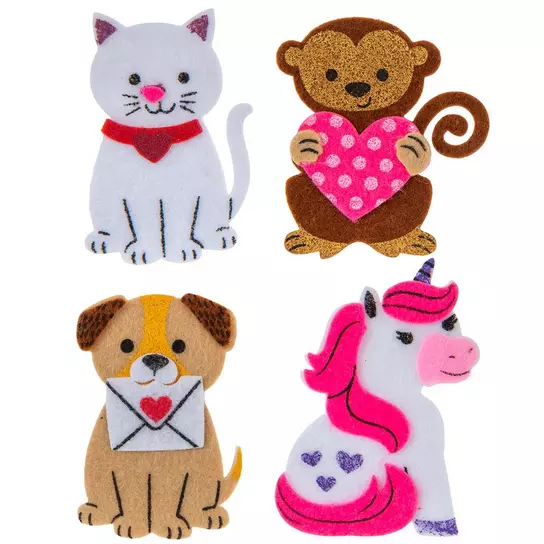 Heart Animals Felt Stickers