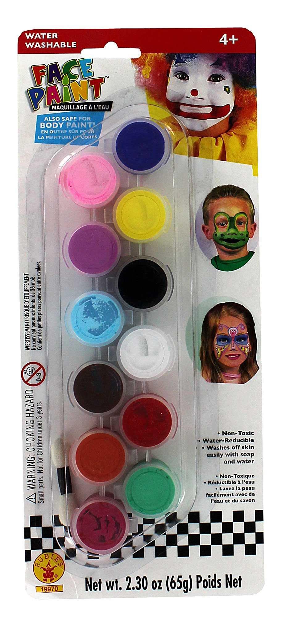 Hello Hobby Face & Body Art Paint 24 Pack Jars, Assorted Colors, Washable
