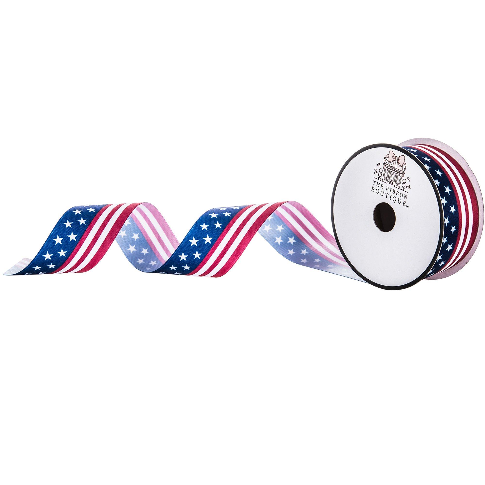 American Flag Single-Face Satin Ribbon - 1 1/2