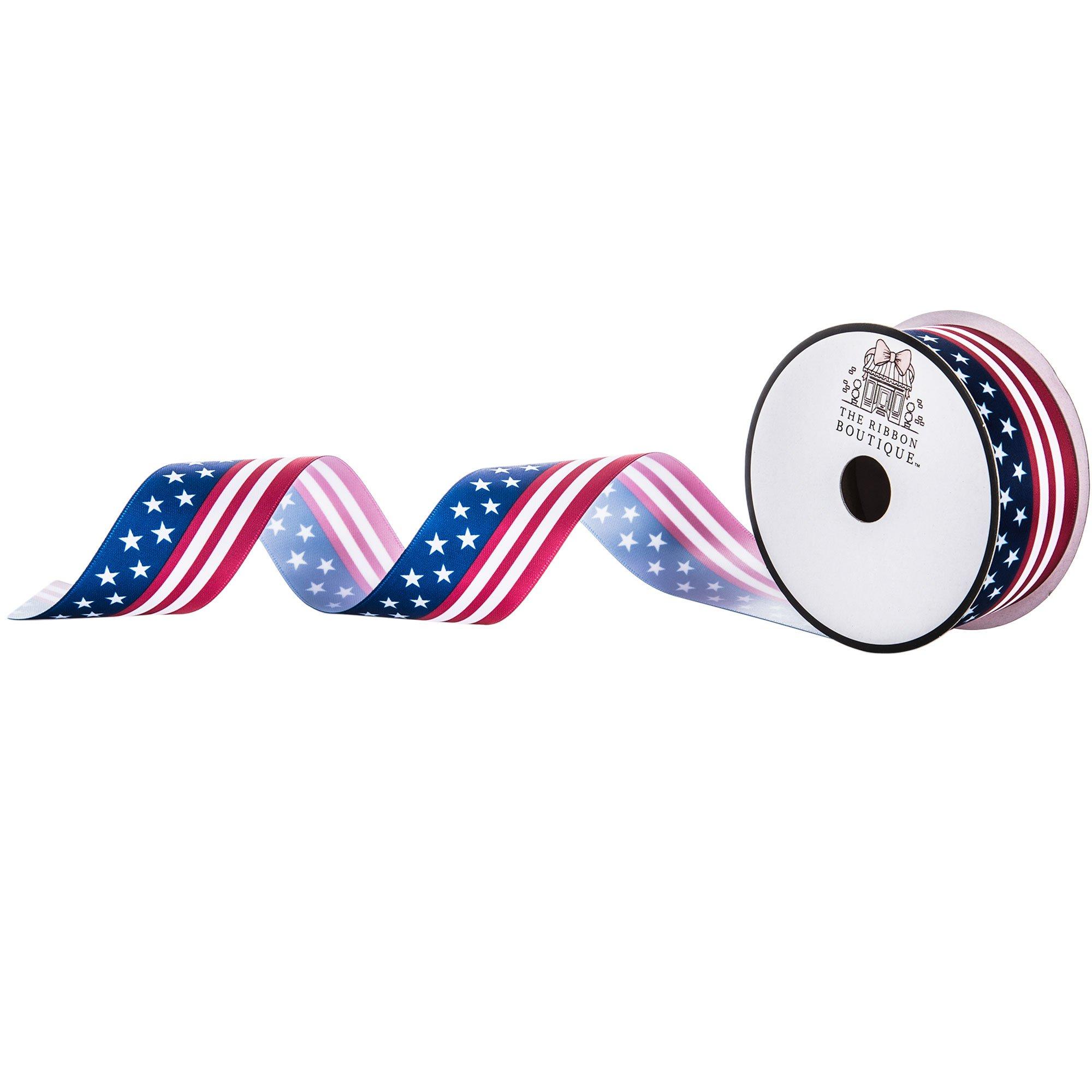 Patriotic Single Face Satin Ribbon Set, Red, White & Blue, 5/8 x