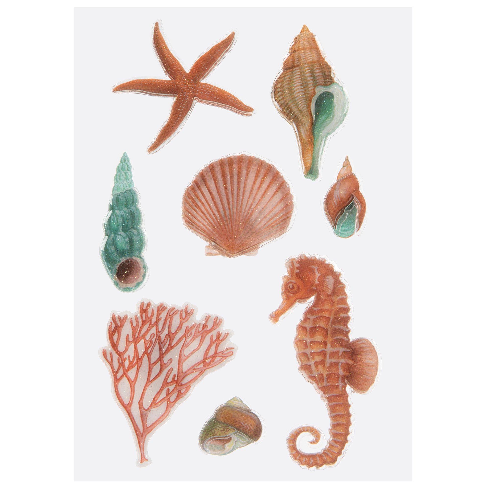 star fish sea shells shape pack 16 in various sizes - wall decor vinyl  decal stickers 2478