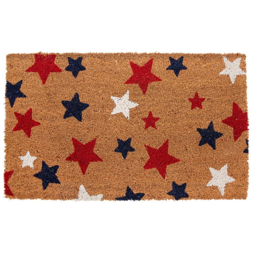 Red, White Blue Stars Coir Doormat