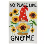 No Place Like Gnome Garden Flag