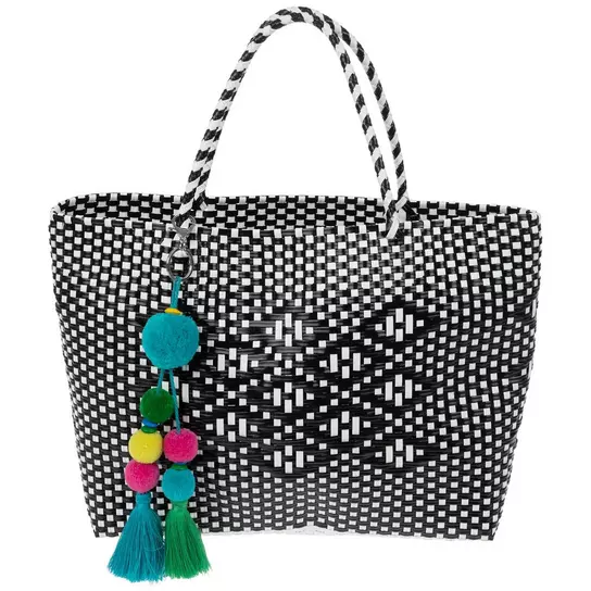 Artisan Woven Mexican PVC Bag Flowers Designer Tote Large Spring Summer  Uniqu