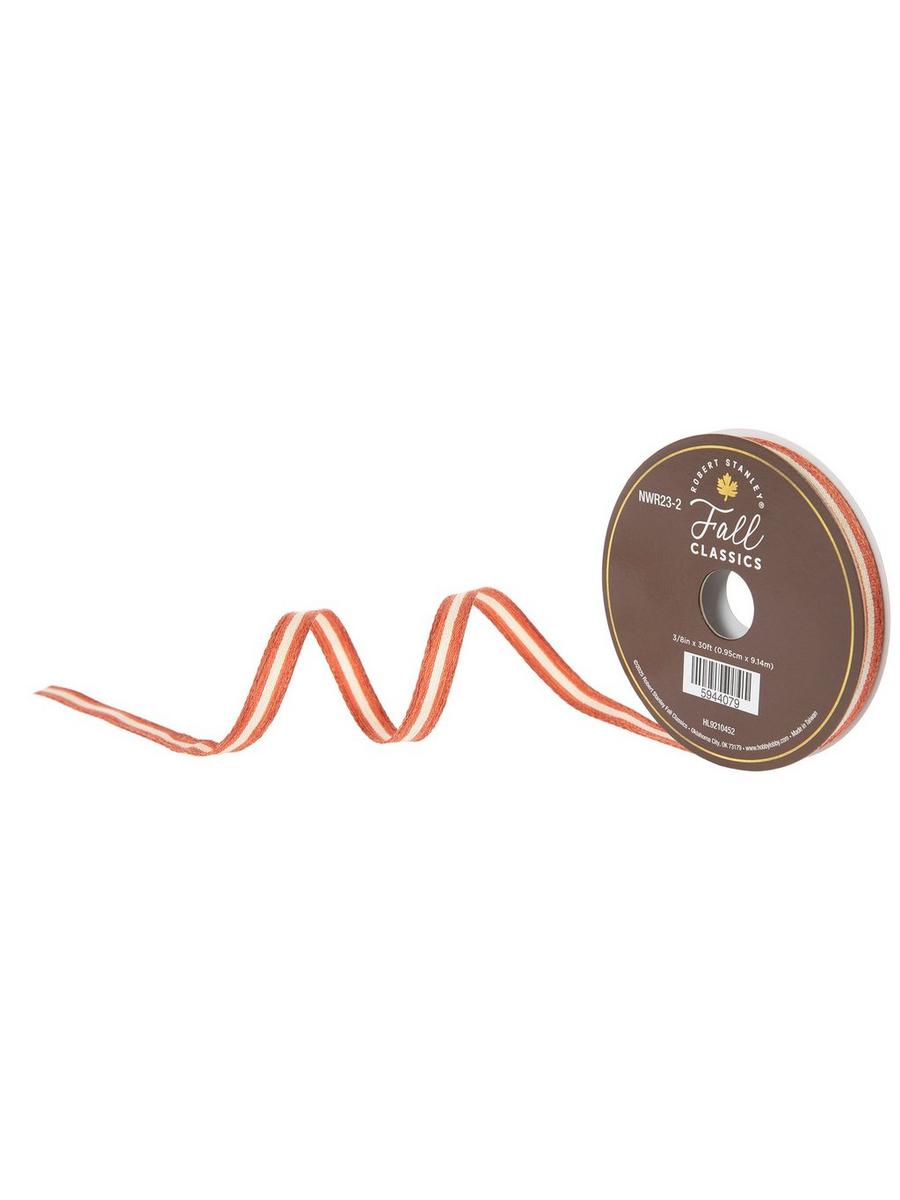 Orange & Cream Striped Ribbon - 3/8